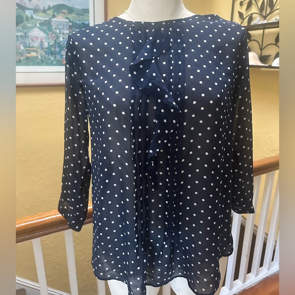 Van Heusen Navy Polka Dot Blouse